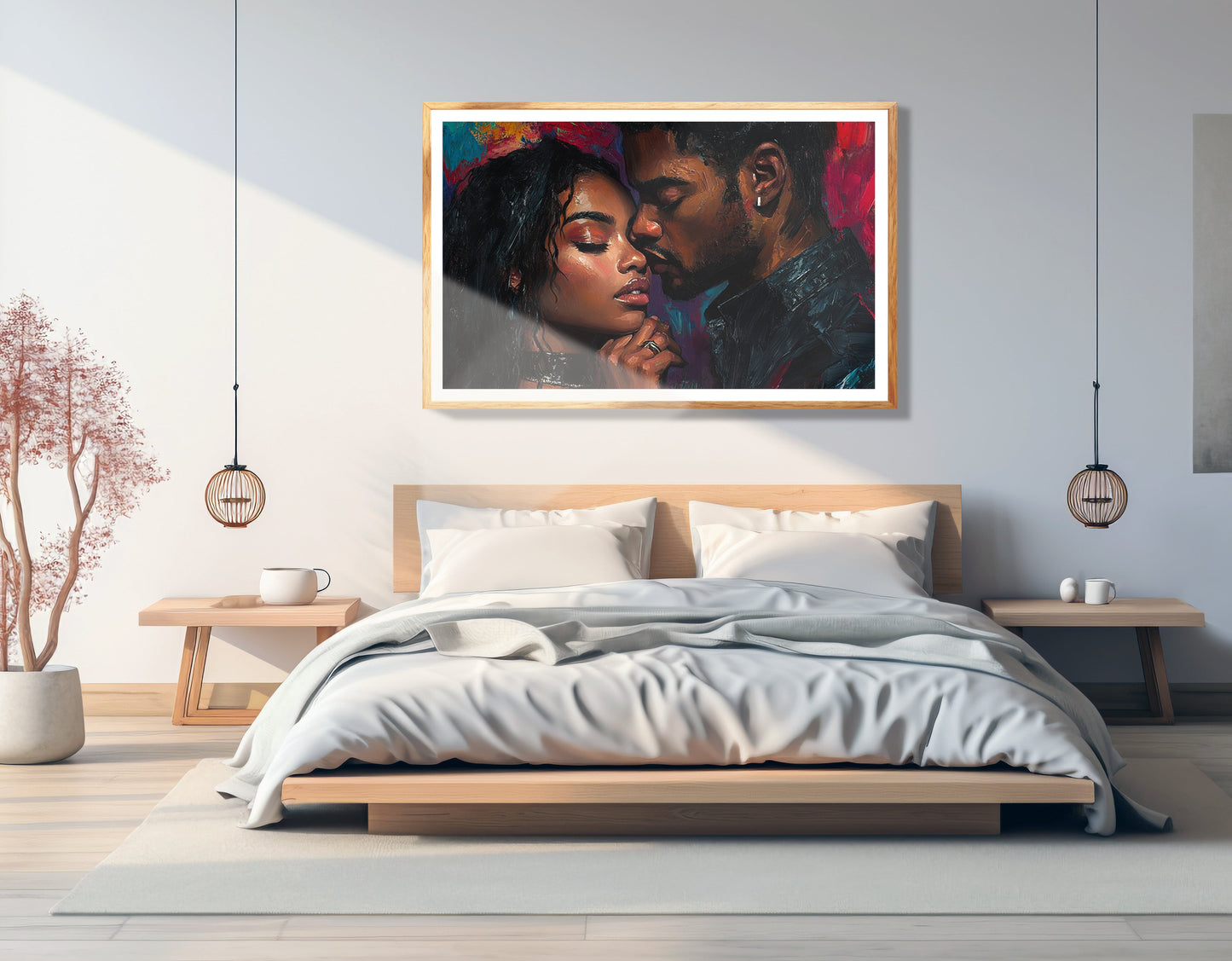 Black Love Couple Portrait Black love wall art view 75
