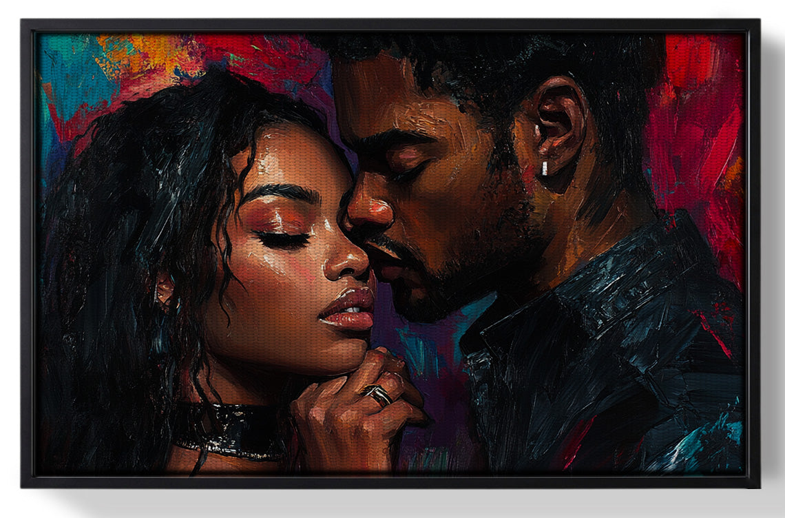 Framed Black Love Couple Portrait Black love wall art for home decor