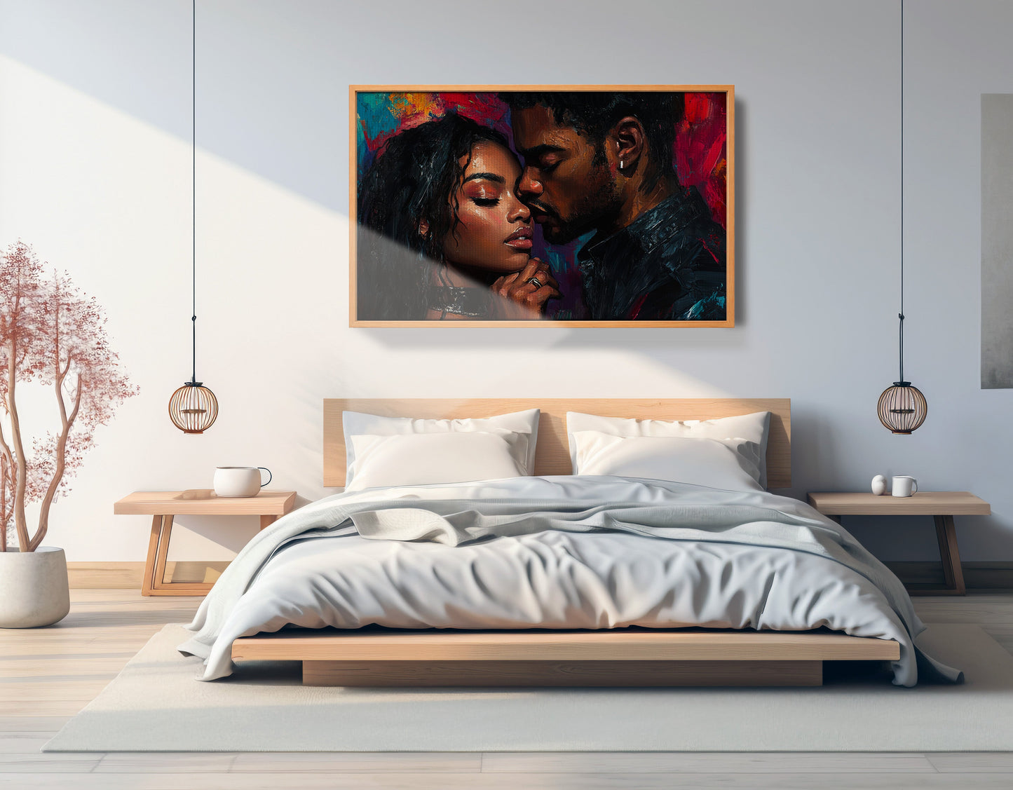 Black Love Couple Portrait Black love wall art view 45