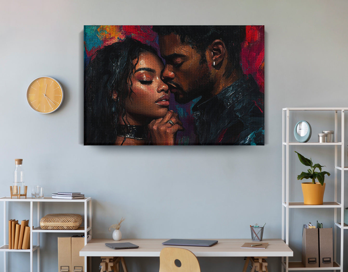 Black Love Couple Portrait Black love wall art view 18