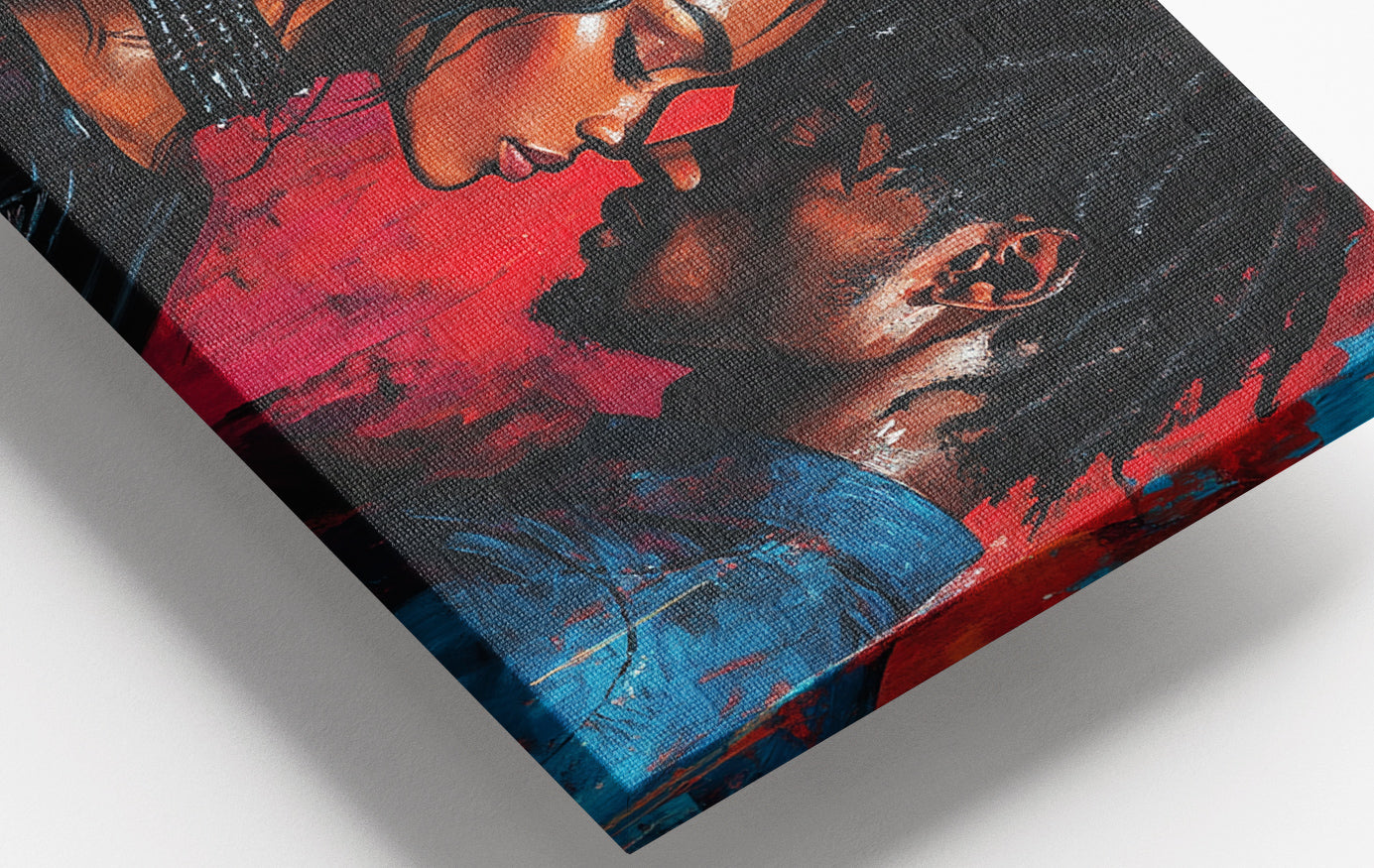Close-up of Black Couple Passion Portrait Black love wall art detail