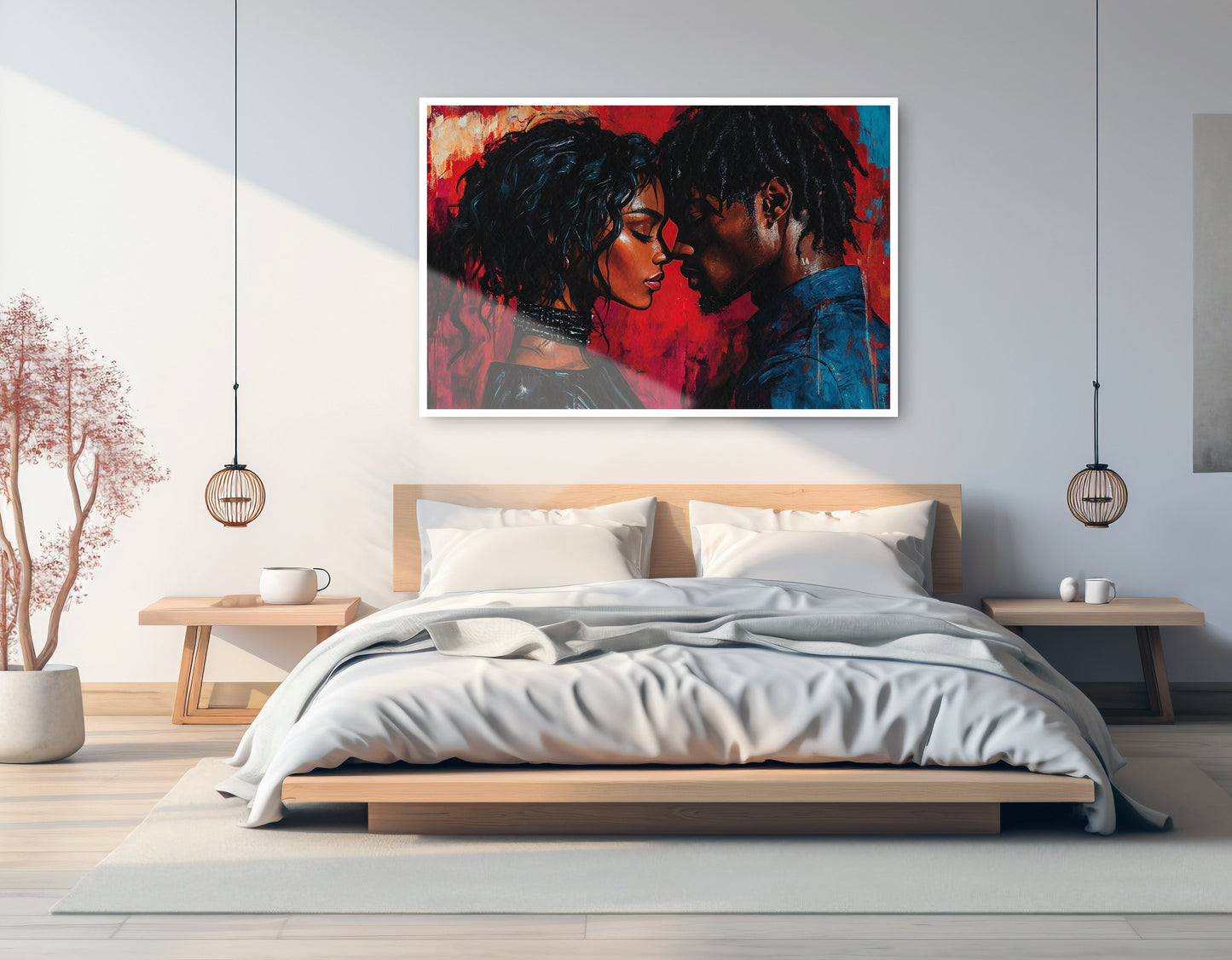Black Couple Passion Portrait Black love wall art artwork view