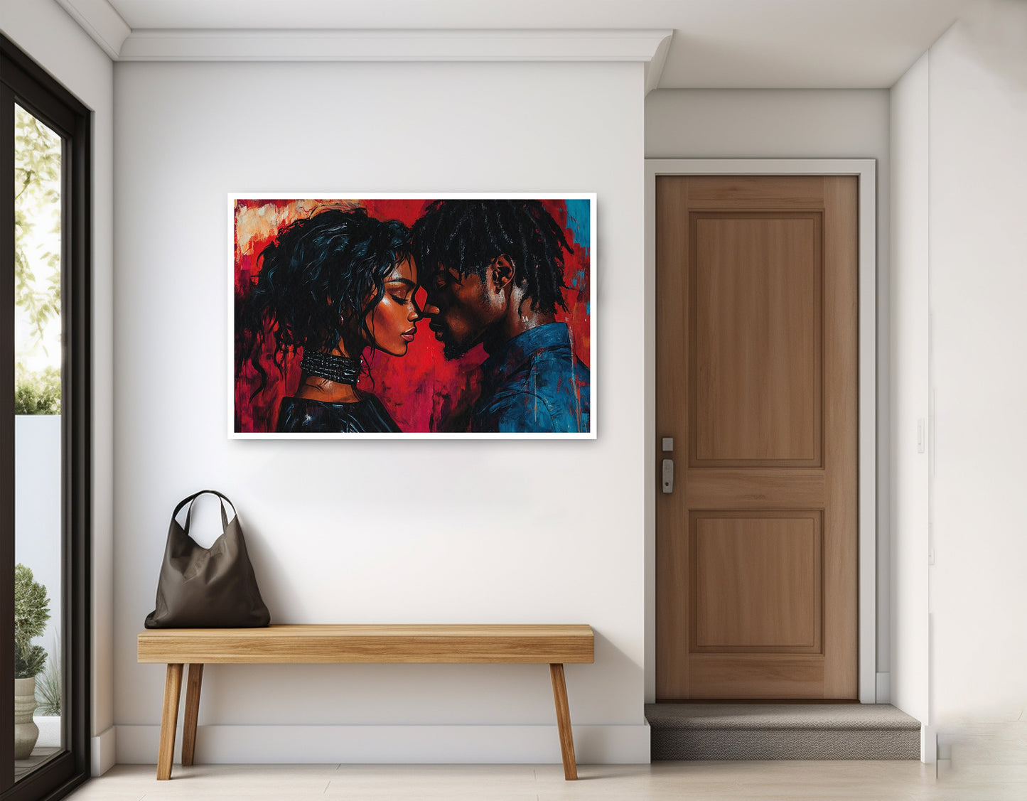 Black Couple Passion Portrait Black love wall art home decor view