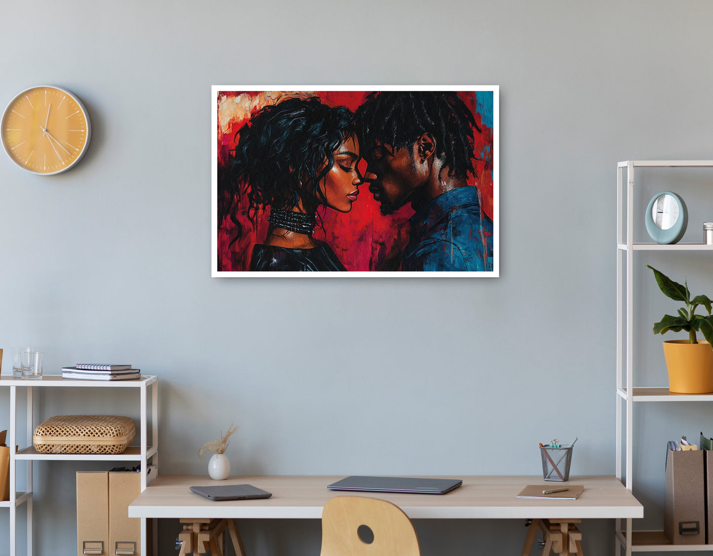 Black Couple Passion Portrait Black love wall art print view