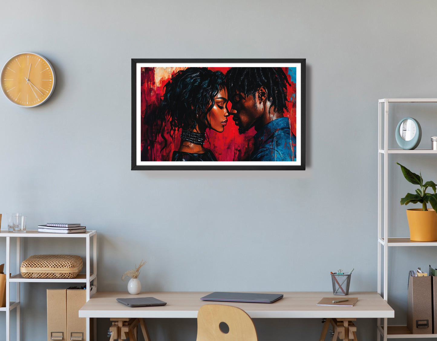 Black Couple Passion Portrait Black love wall art view 72