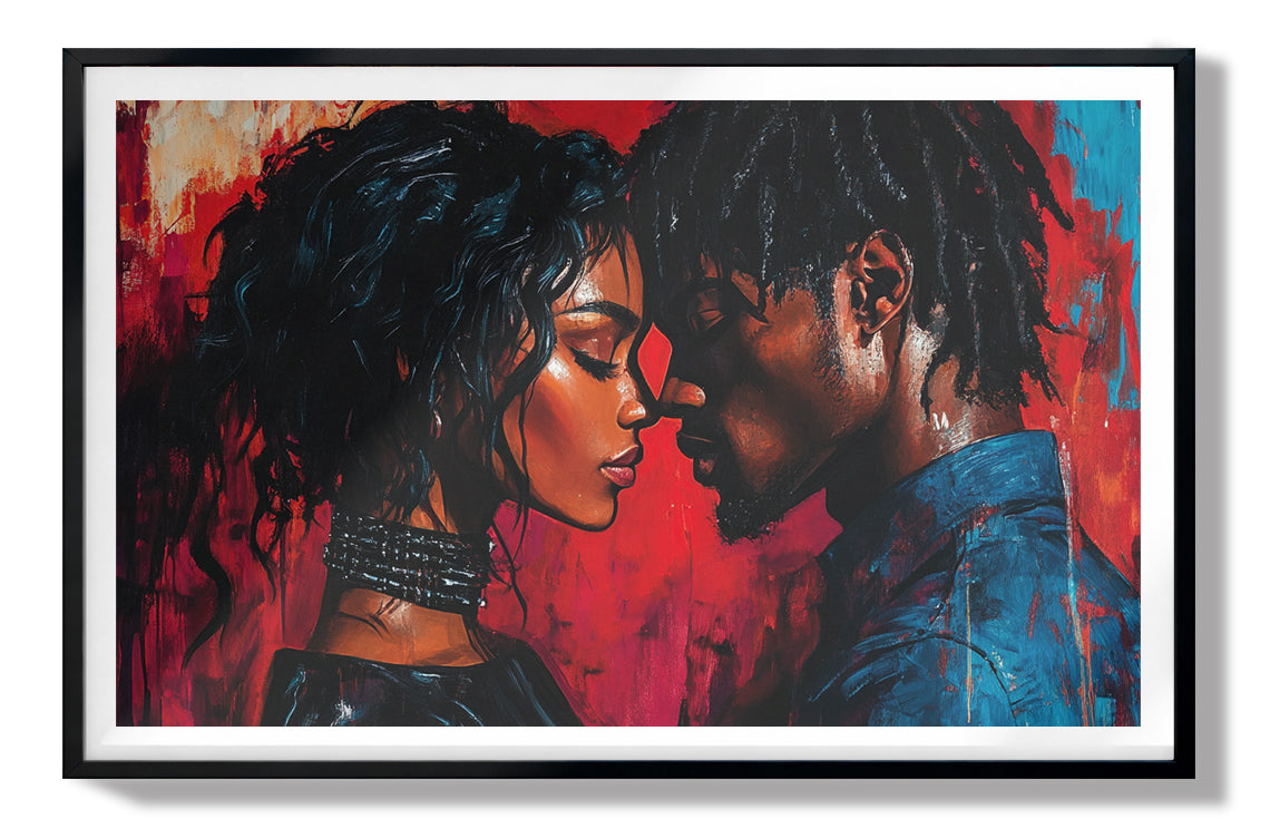 Black Couple Passion Portrait Black love wall art view 67