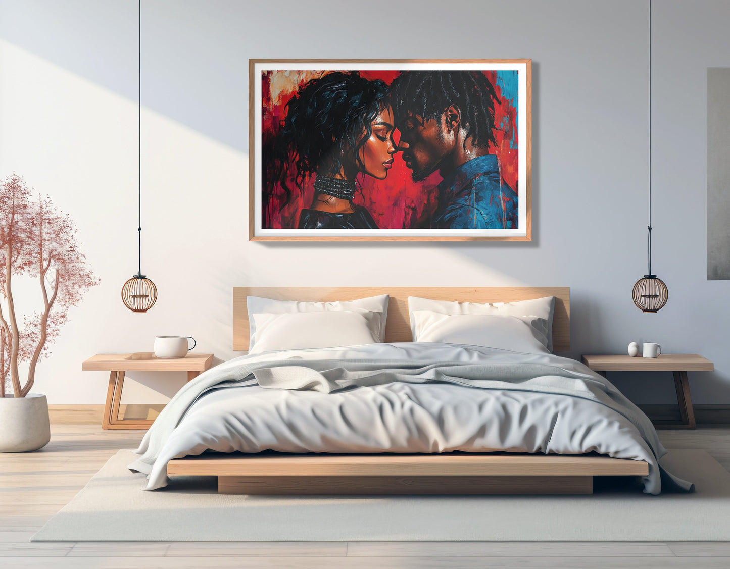 Black Couple Passion Portrait Black love wall art view 81