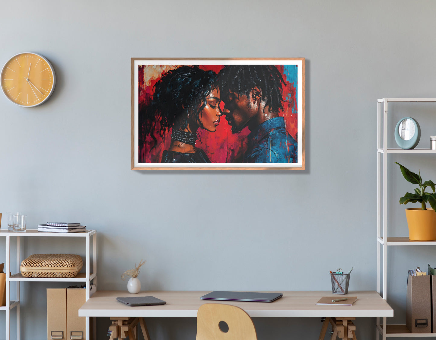 Black Couple Passion Portrait Black love wall art view 84