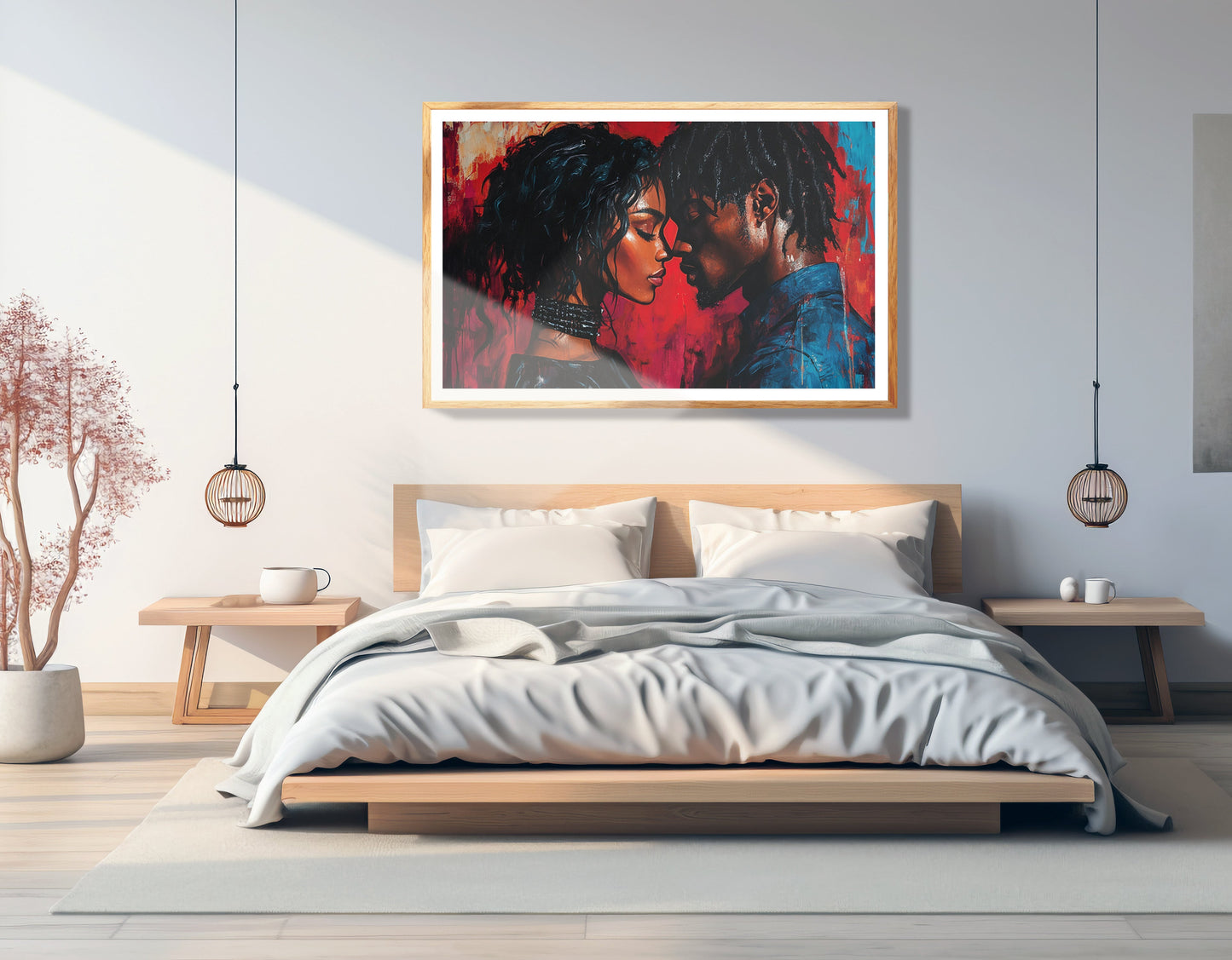 Black Couple Passion Portrait Black love wall art view 75