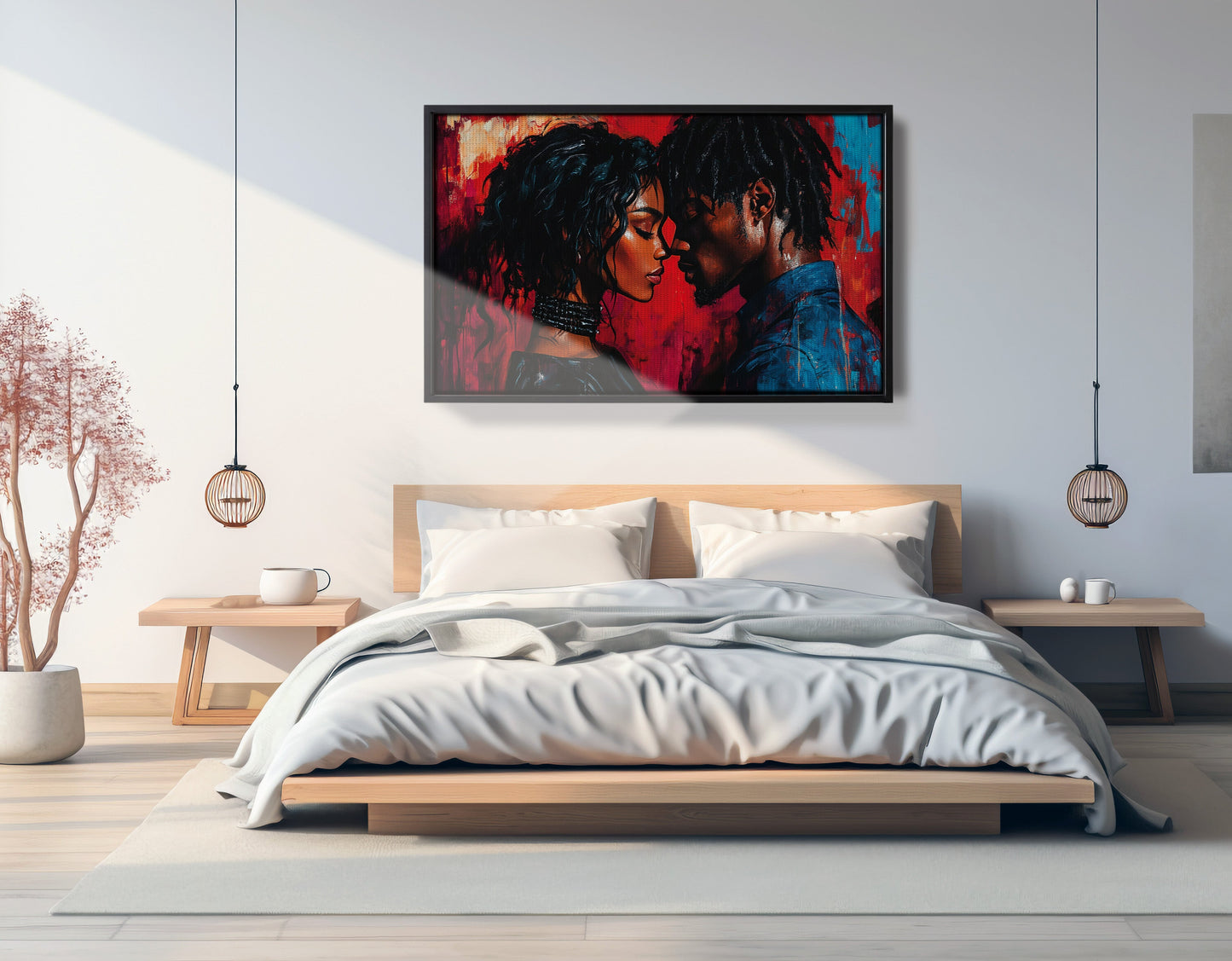 Black Couple Passion Portrait Black love wall art view 27