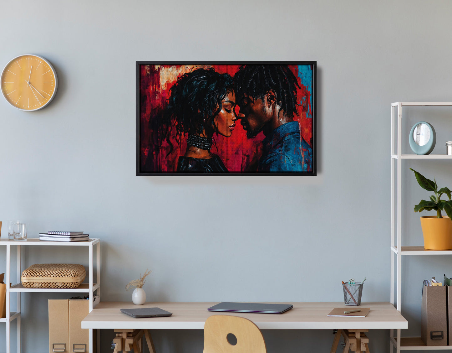 Black Couple Passion Portrait Black love wall art view 30