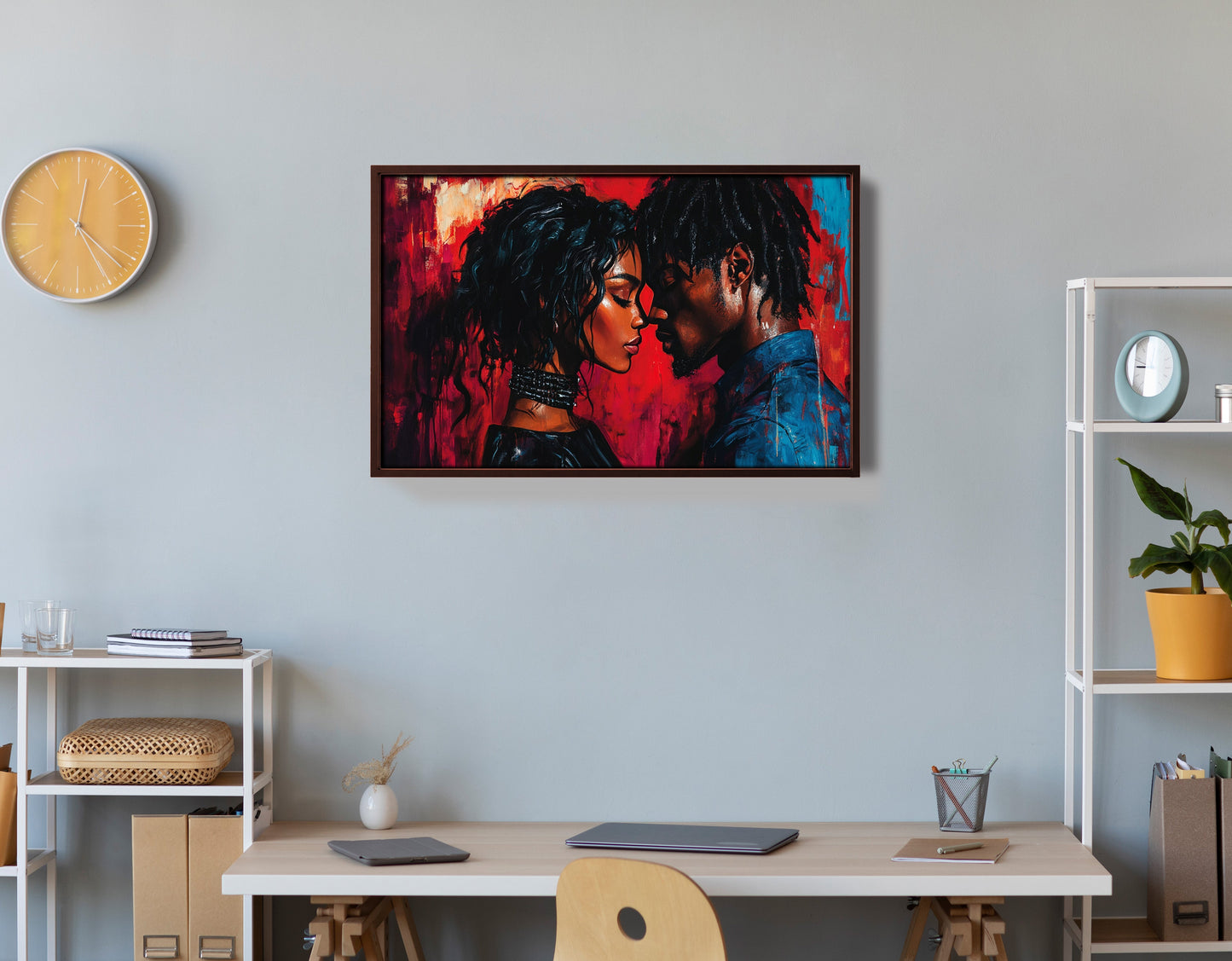 Black Couple Passion Portrait Black love wall art view 36