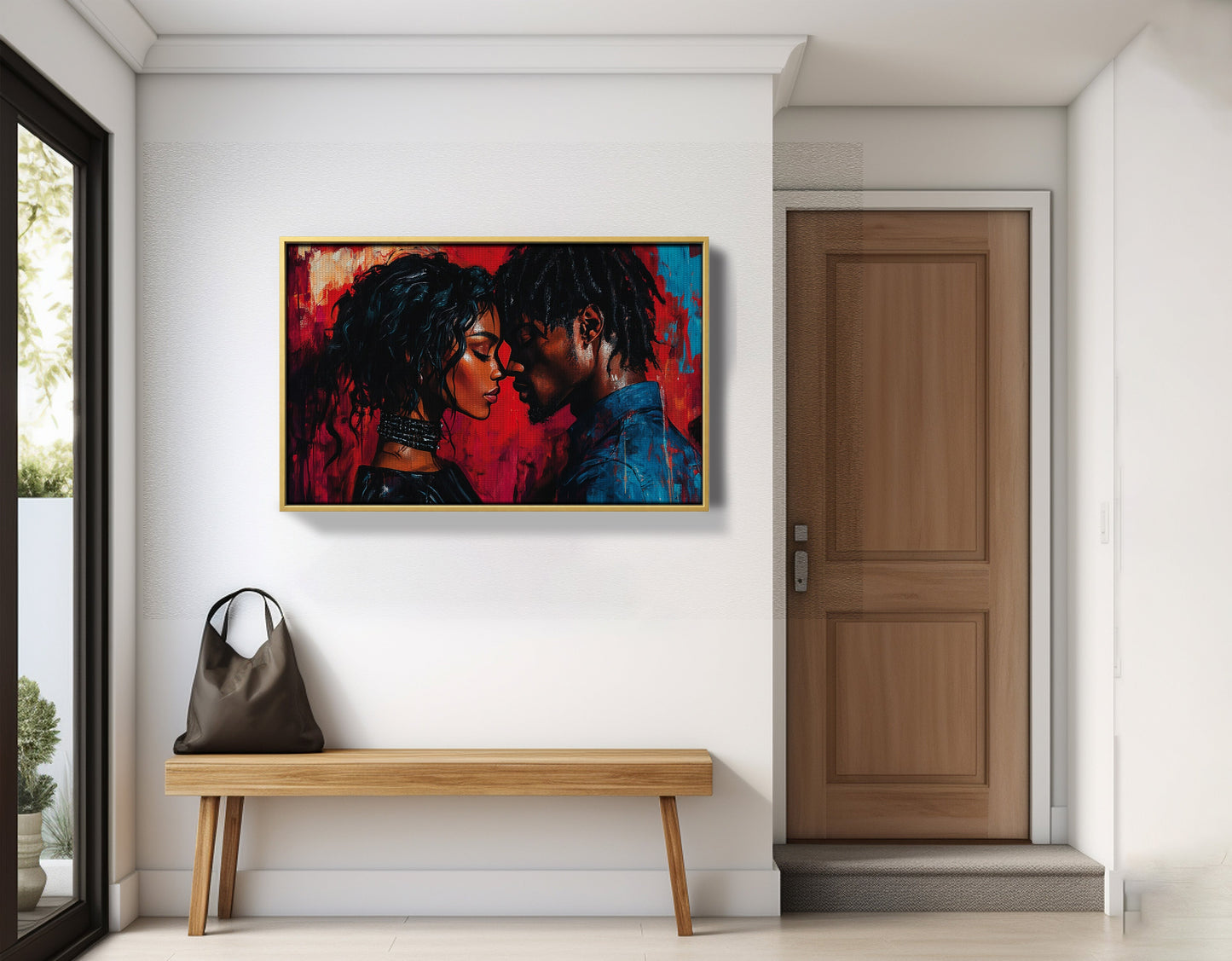 Black Couple Passion Portrait Black love wall art view 41
