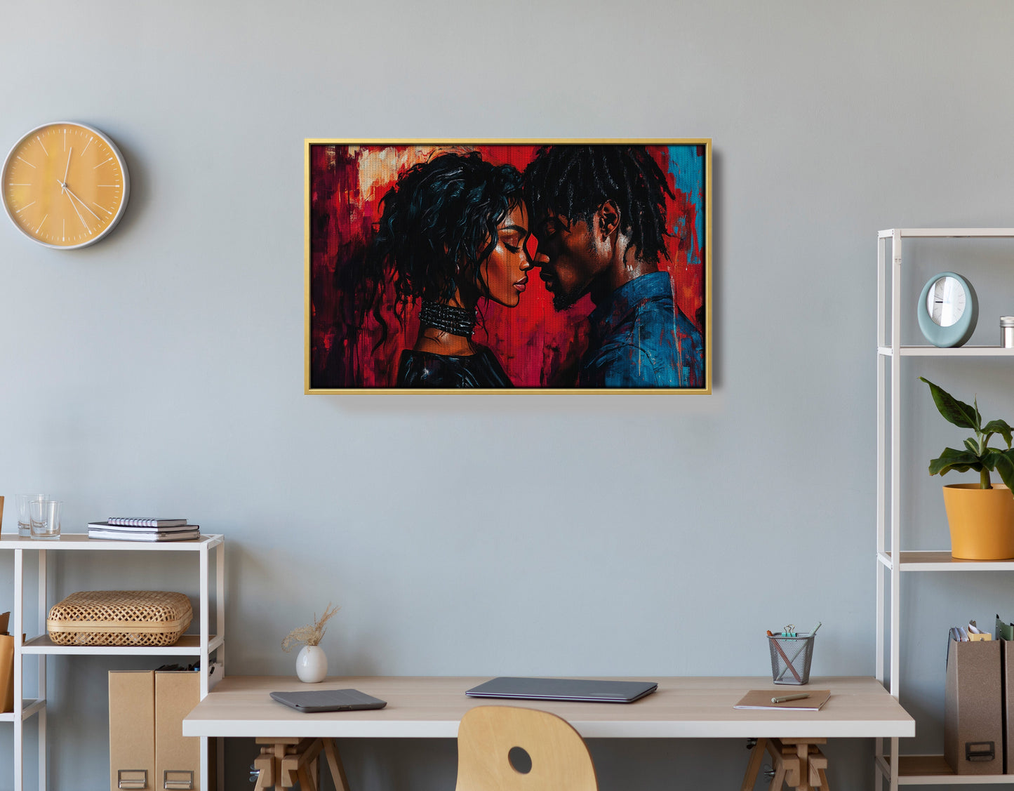 Black Couple Passion Portrait Black love wall art view 42