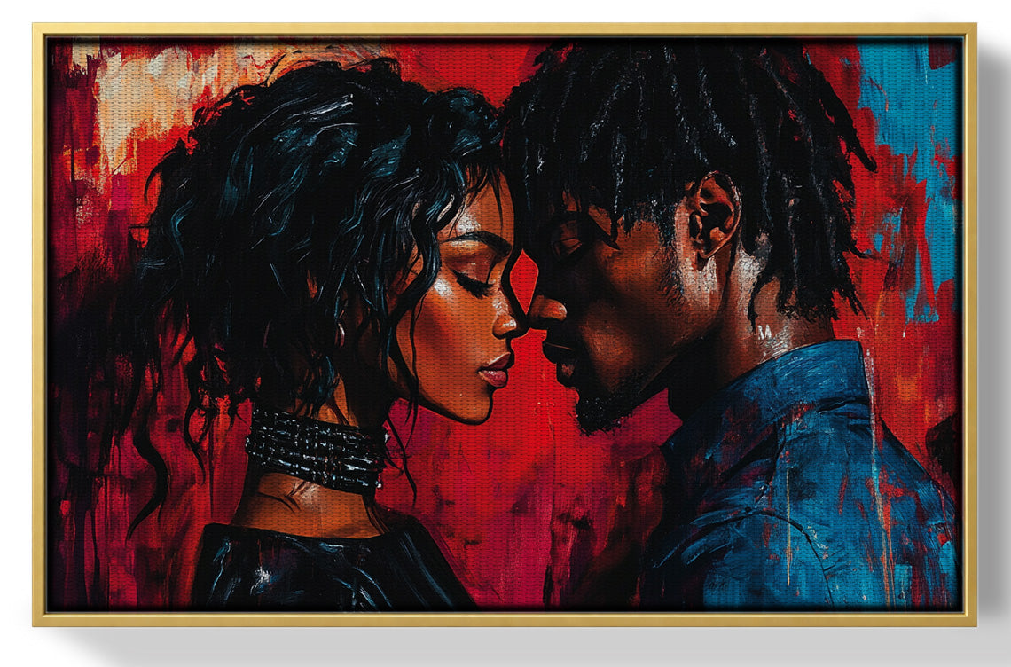 Black Couple Passion Portrait Black love wall art view 37