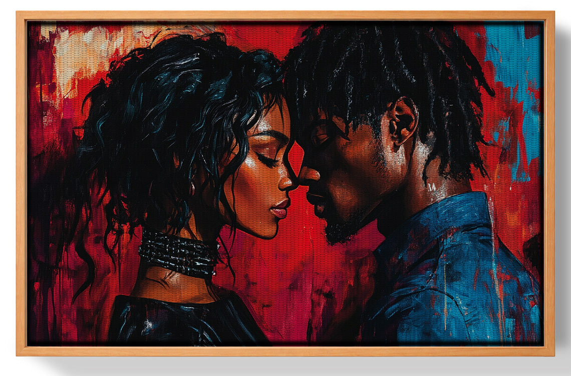 Black Couple Passion Portrait Black love wall art view 43