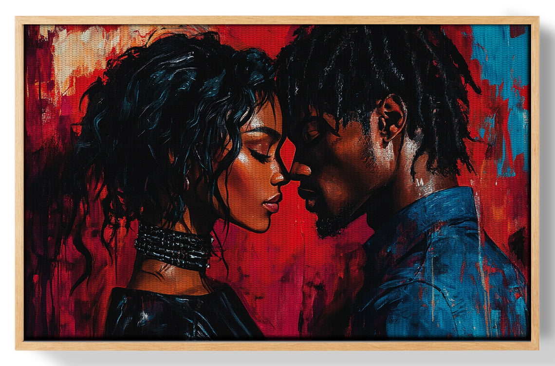 Black Couple Passion Portrait Black love wall art view 49