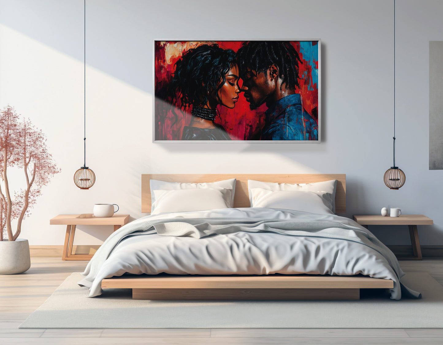 Black Couple Passion Portrait Black love wall art view 57