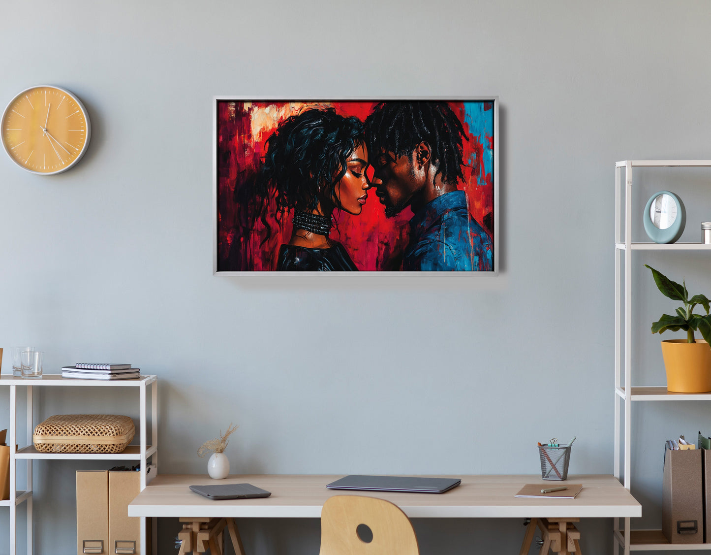 Black Couple Passion Portrait Black love wall art view 60