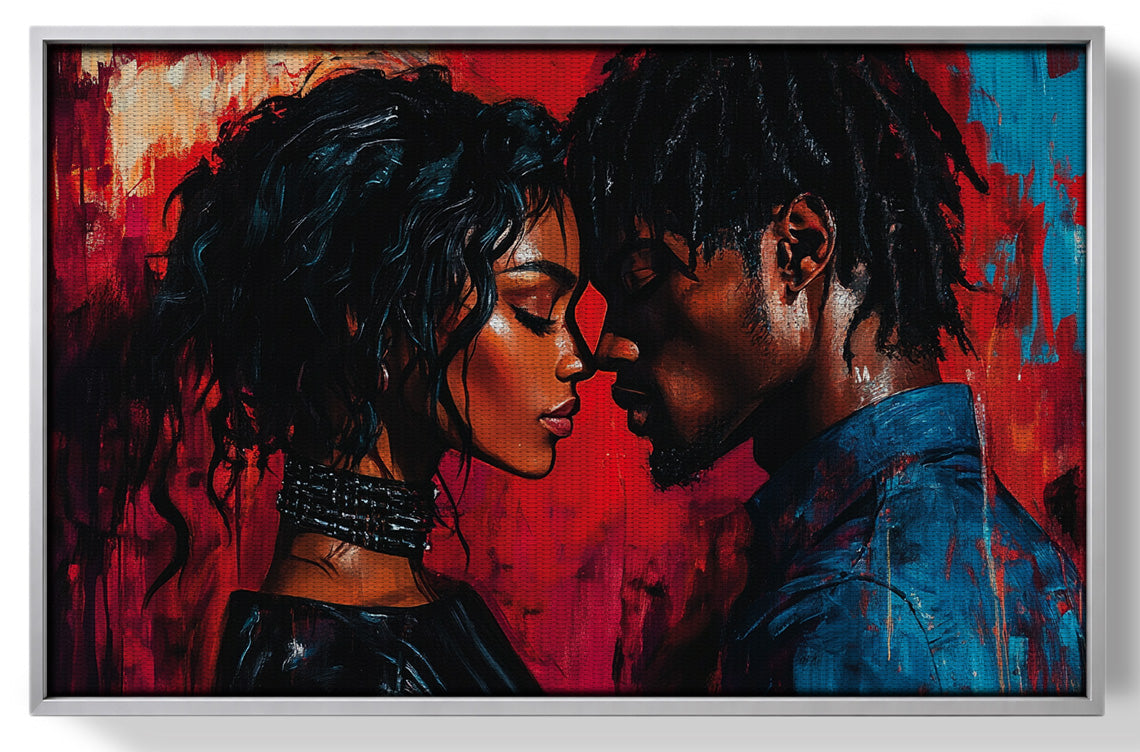 Black Couple Passion Portrait Black love wall art view 55