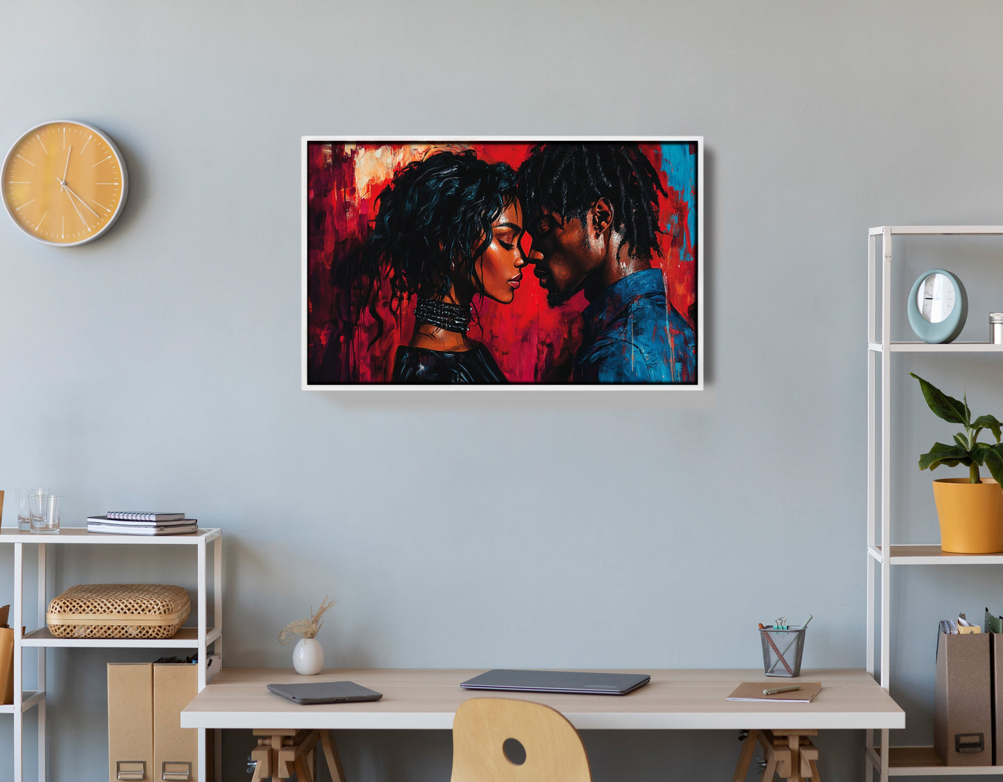 Black Couple Passion Portrait Black love wall art view 66
