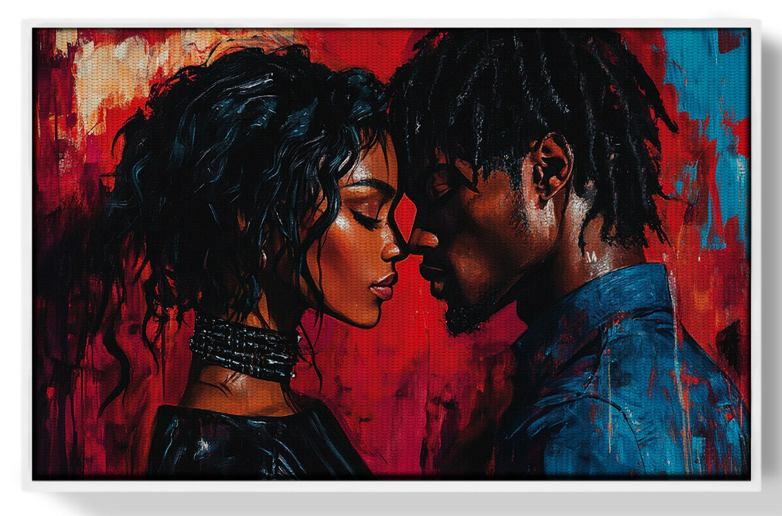 Black Couple Passion Portrait Black love wall art view 61