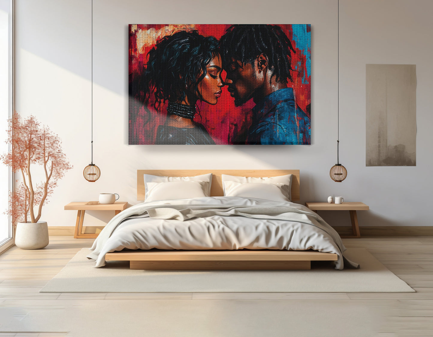 Black Couple Passion Portrait Black love wall art view 15