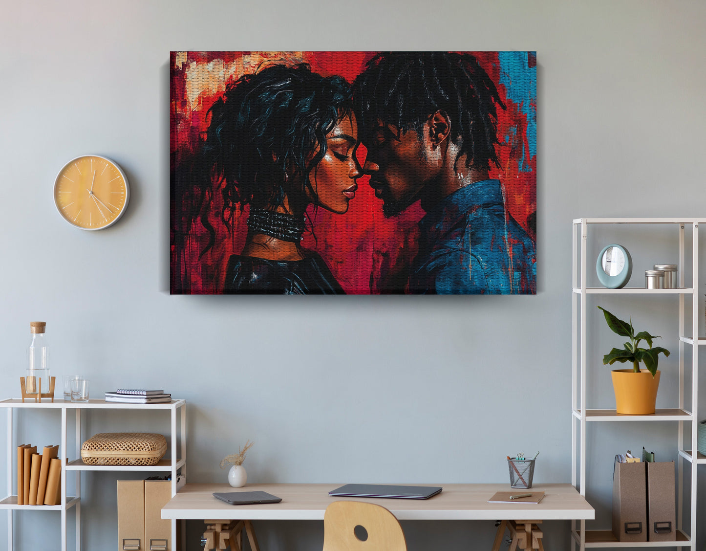 Black Couple Passion Portrait Black love wall art view 18
