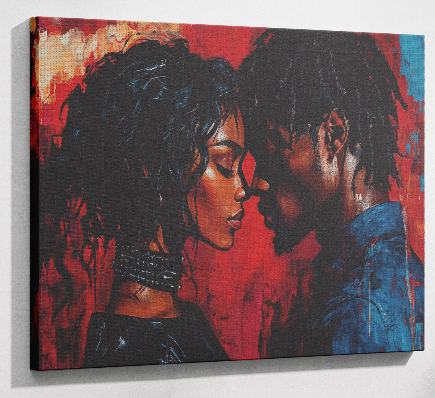 Black Couple Passion Portrait Black love wall art view 13
