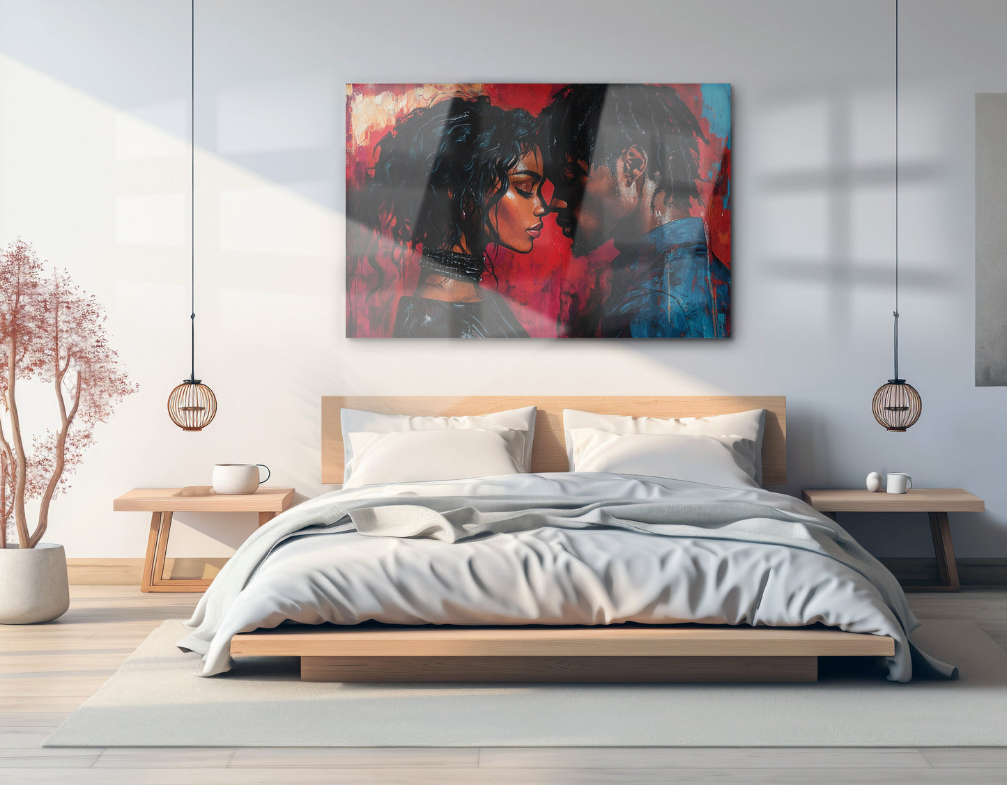 Black Couple Passion Portrait Black love wall art view 21