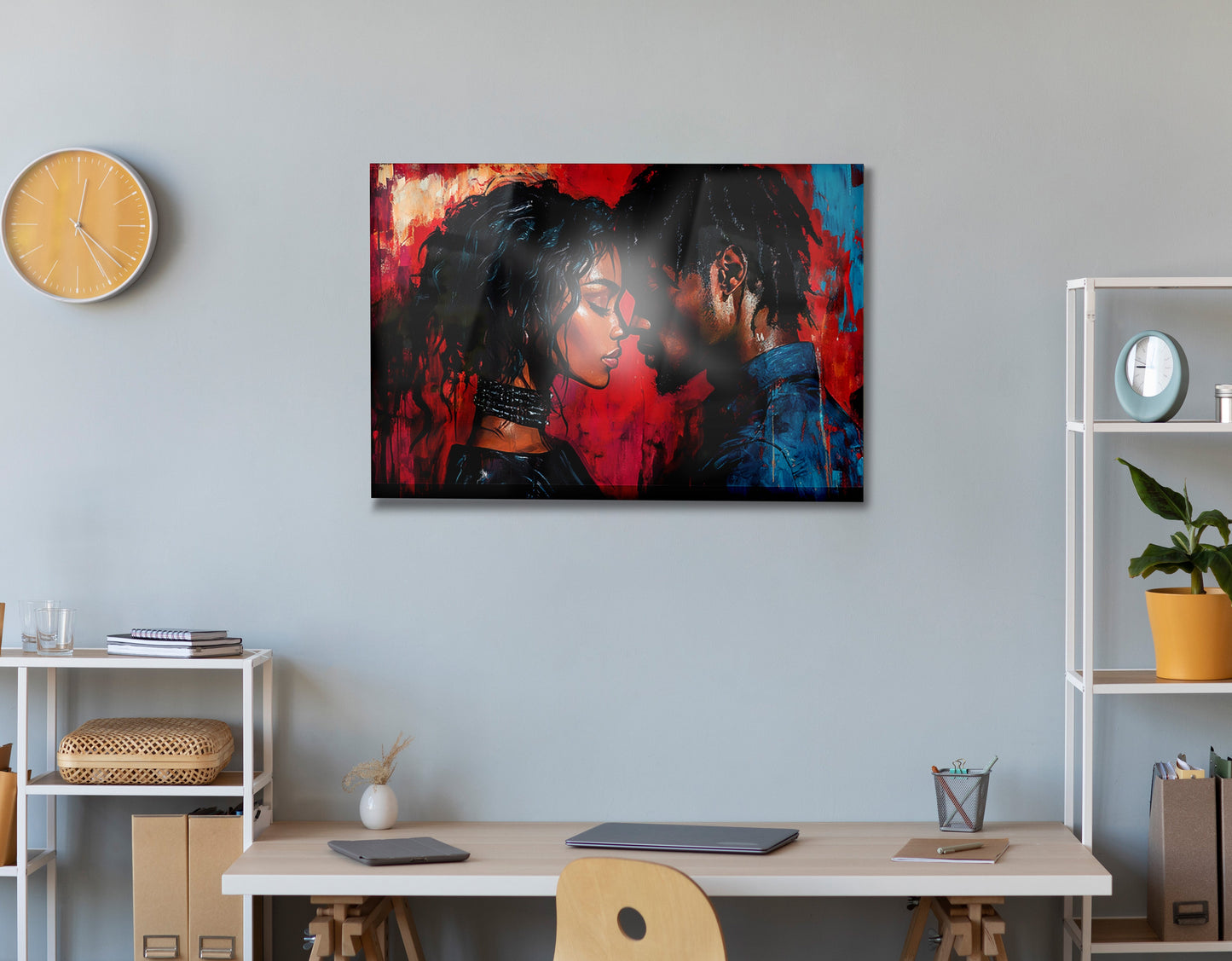 Black Couple Passion Portrait Black love wall art view 24