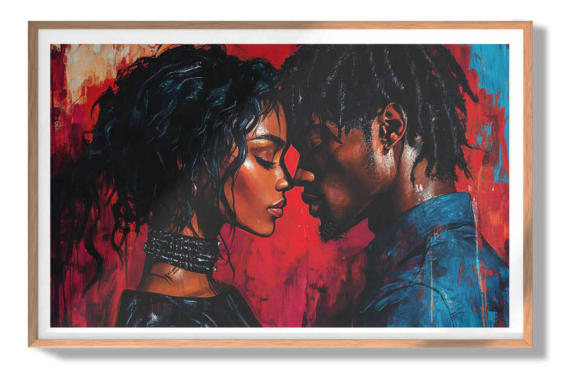Black Couple Passion Portrait Black love wall art view 79