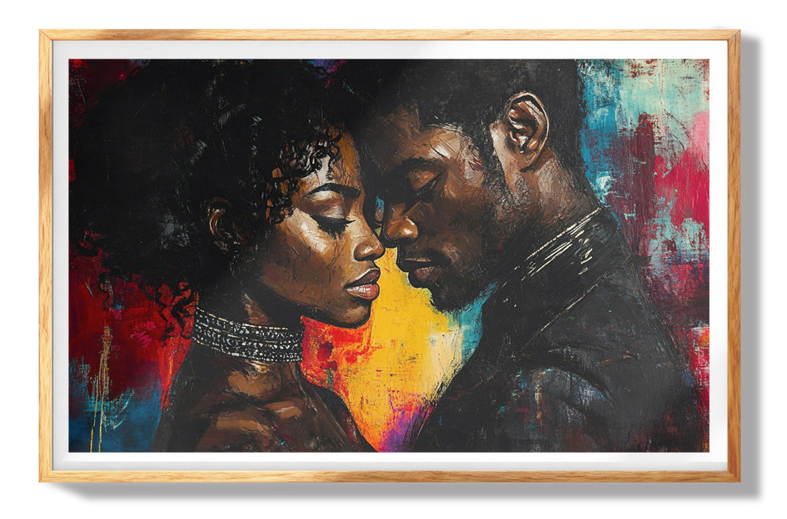 Black Couple Romantic Portrait Black love wall art view 73