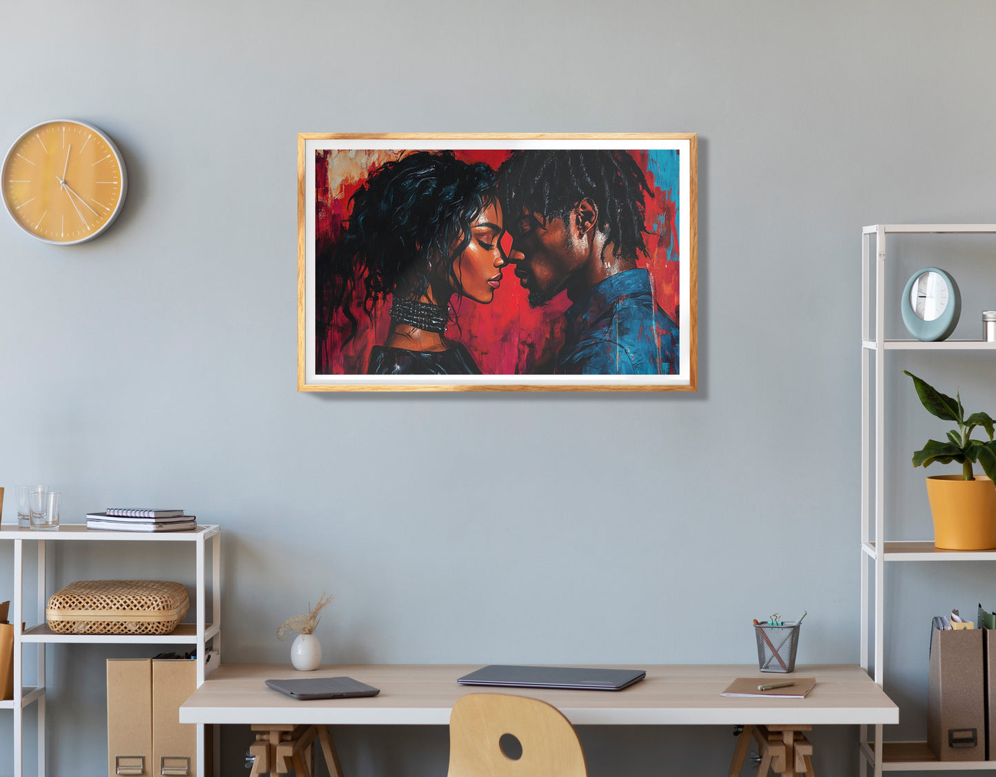 Black Couple Passion Portrait Black love wall art view 78