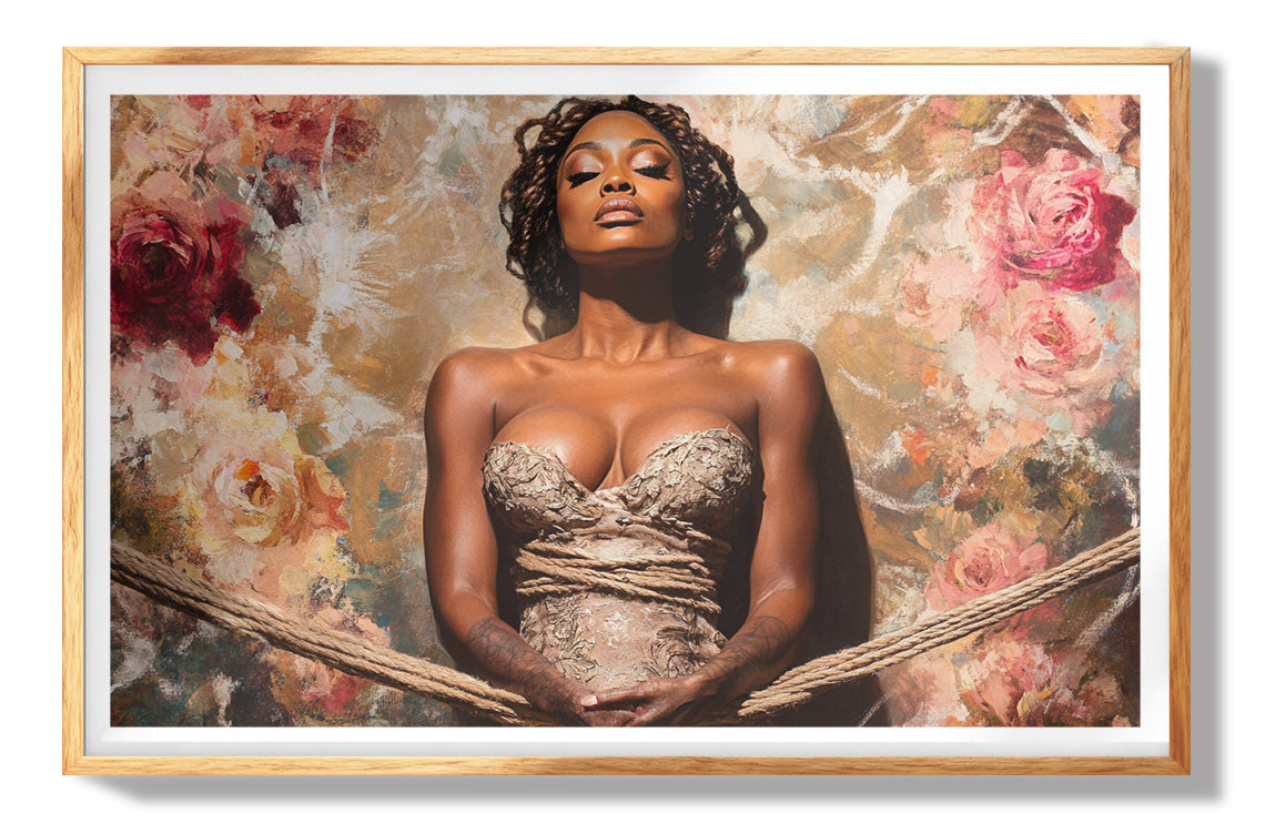 Elegant Black Woman Floral Portrait African American wall art view 73