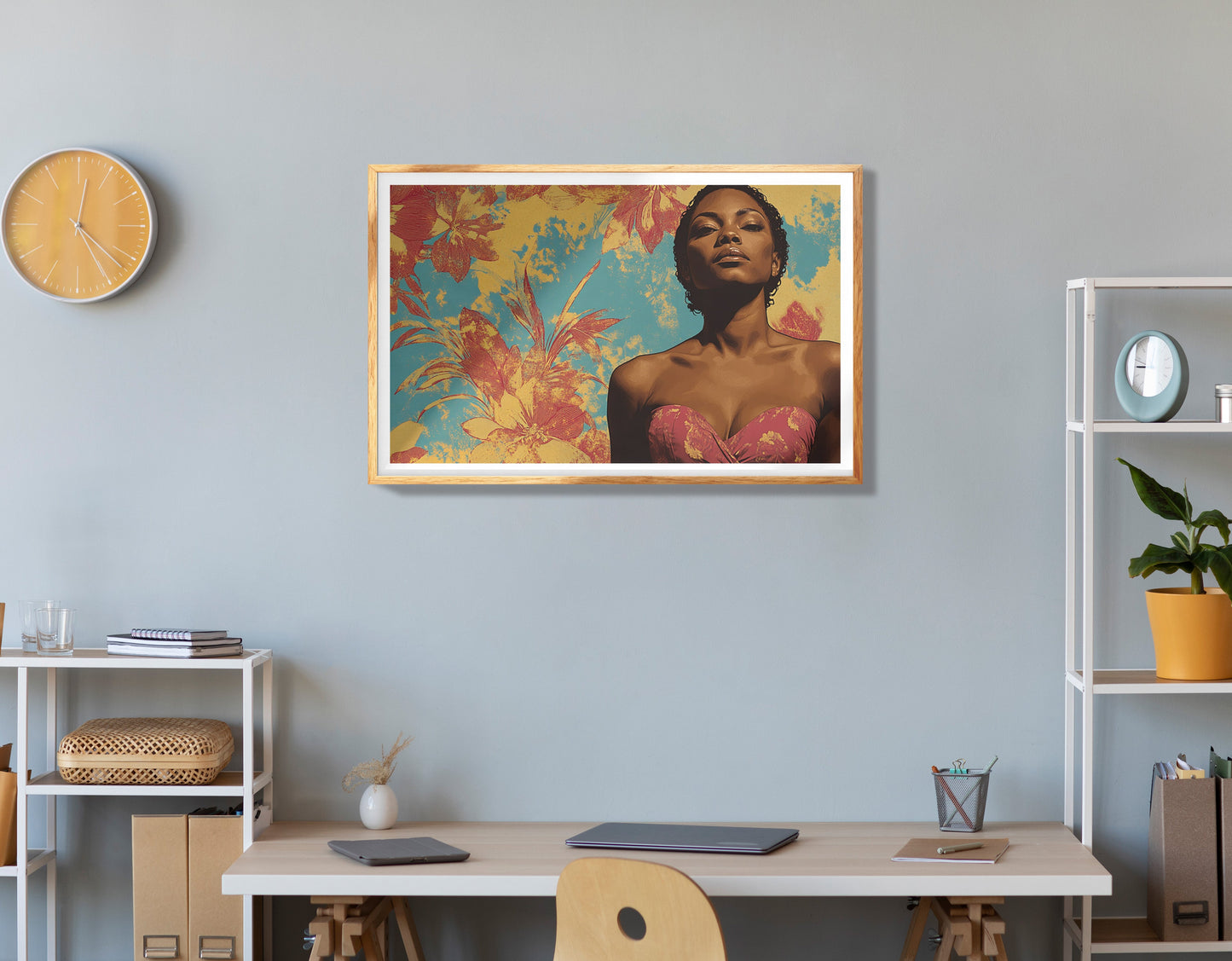 Black Woman Floral Portrait African American wall art view 78