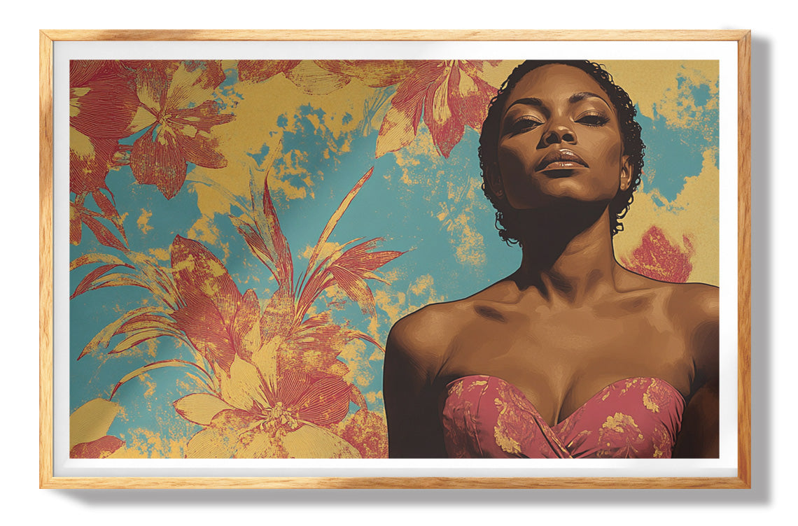Black Woman Floral Portrait African American wall art view 73