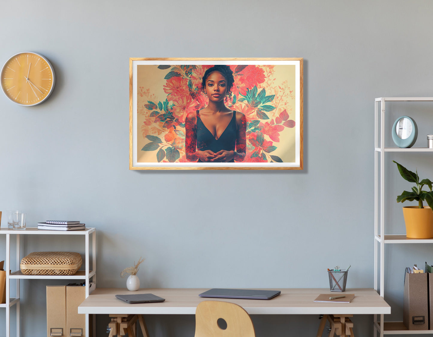 Black Woman Tropical Floral African American wall art view 78
