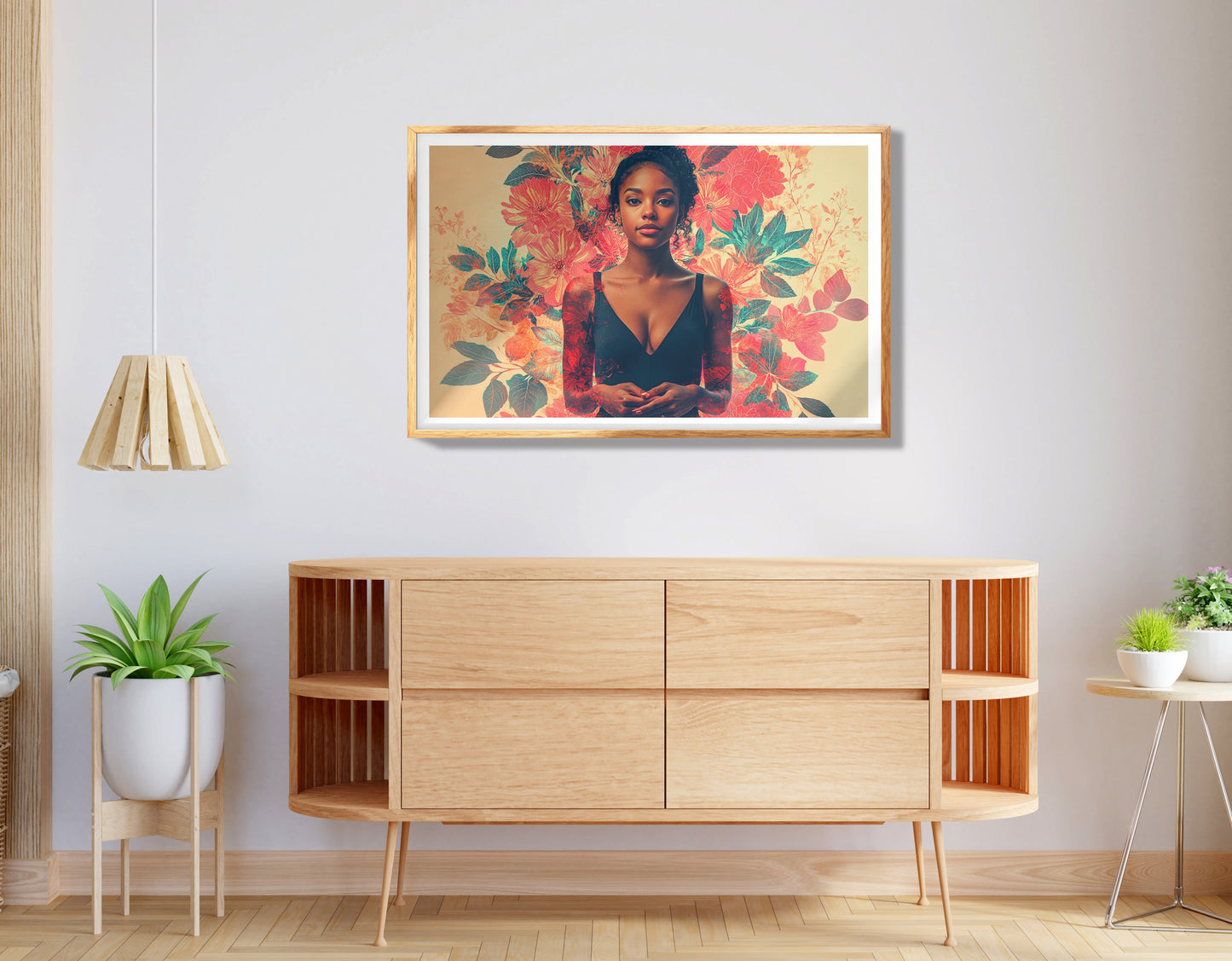 Black Woman Tropical Floral African American wall art view 74