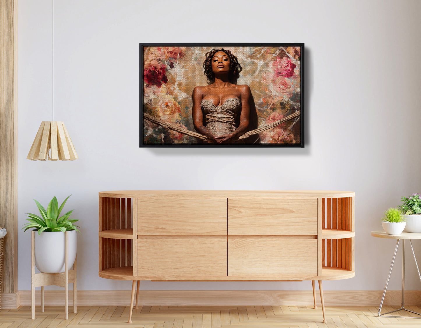 Elegant Black Woman Floral Portrait African American wall art view 26