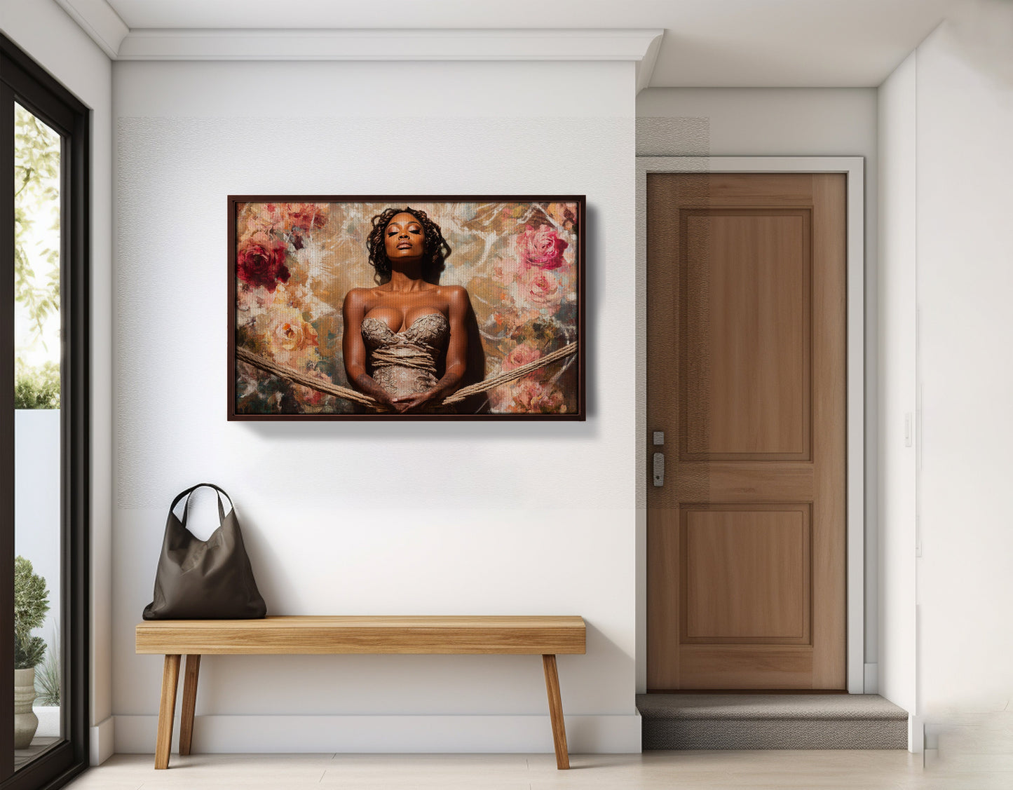 Elegant Black Woman Floral Portrait African American wall art view 35