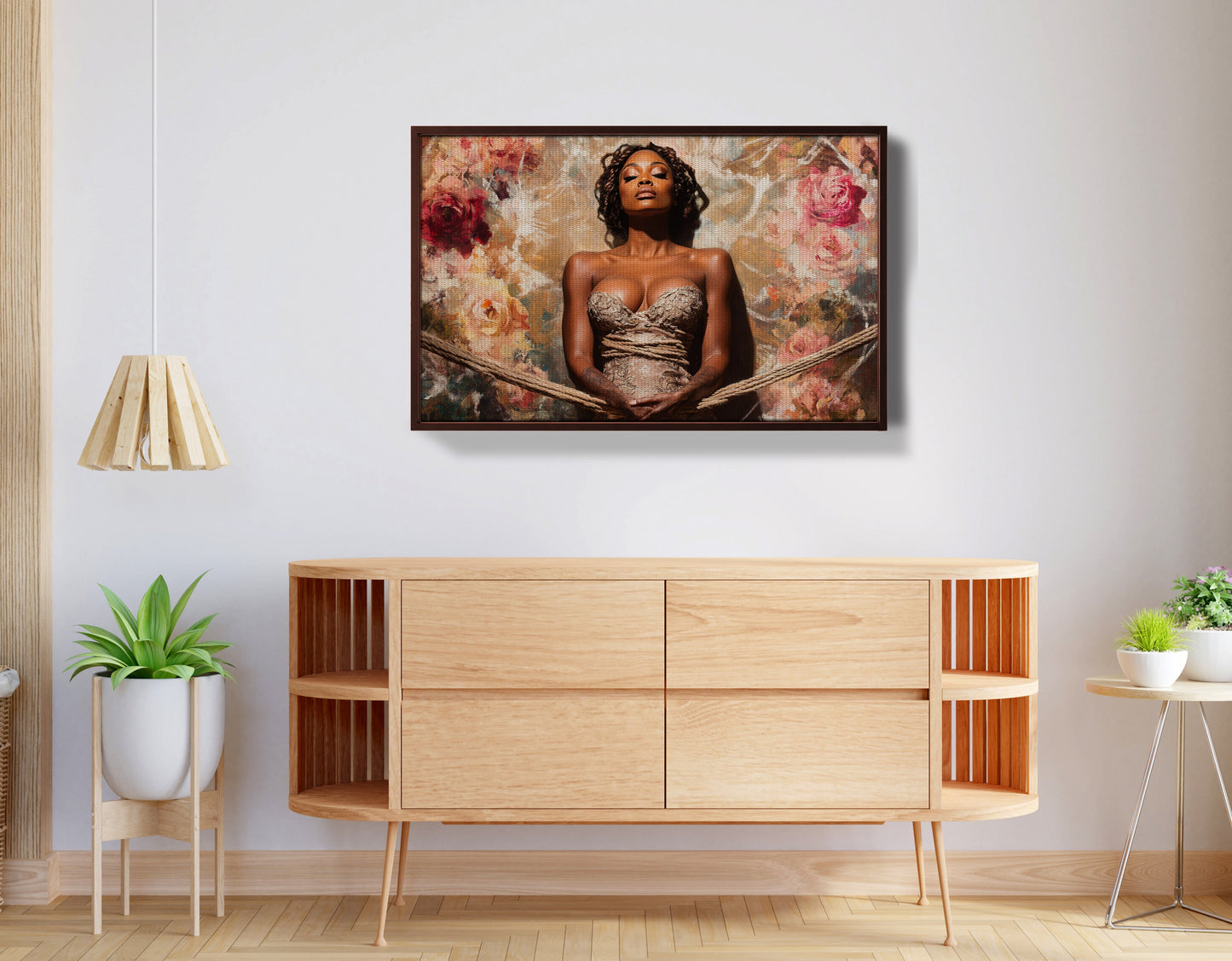 Elegant Black Woman Floral Portrait African American wall art view 32