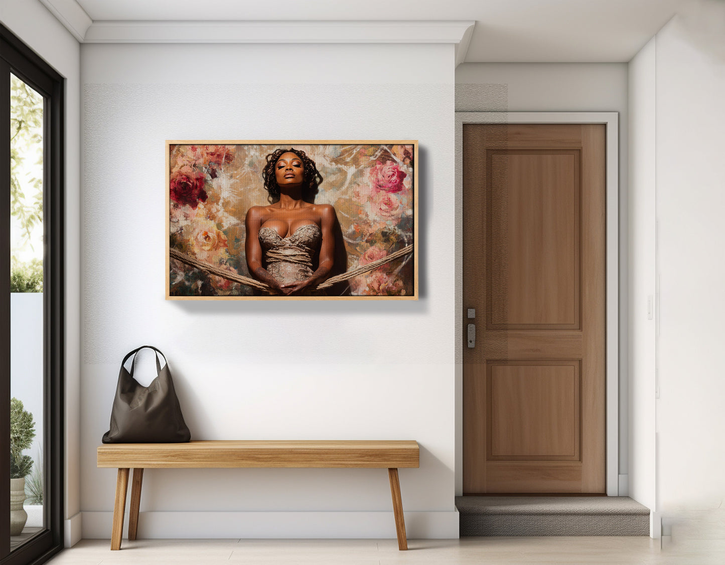 Elegant Black Woman Floral Portrait African American wall art view 53