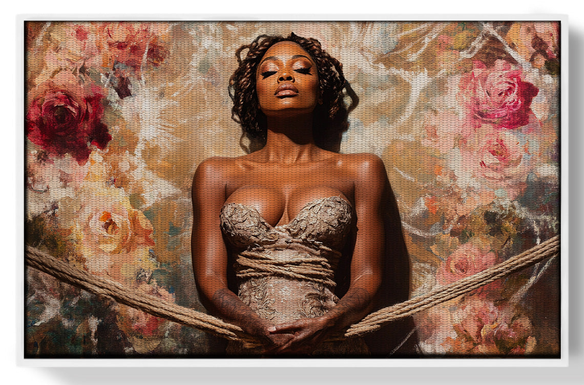 Elegant Black Woman Floral Portrait African American wall art view 61