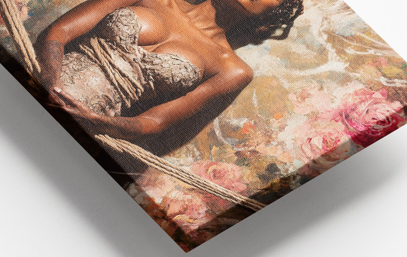 Elegant Black Woman Floral Portrait African American wall art view 16
