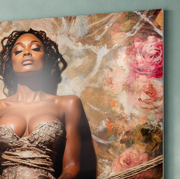 Elegant Black Woman Floral Portrait African American wall art view 22