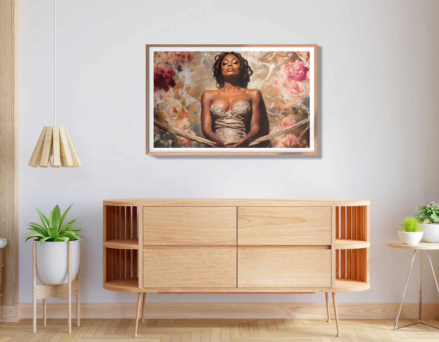 Elegant Black Woman Floral Portrait African American wall art view 80