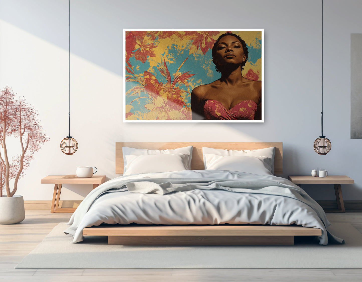 Black Woman Floral Portrait African American wall art artwork view