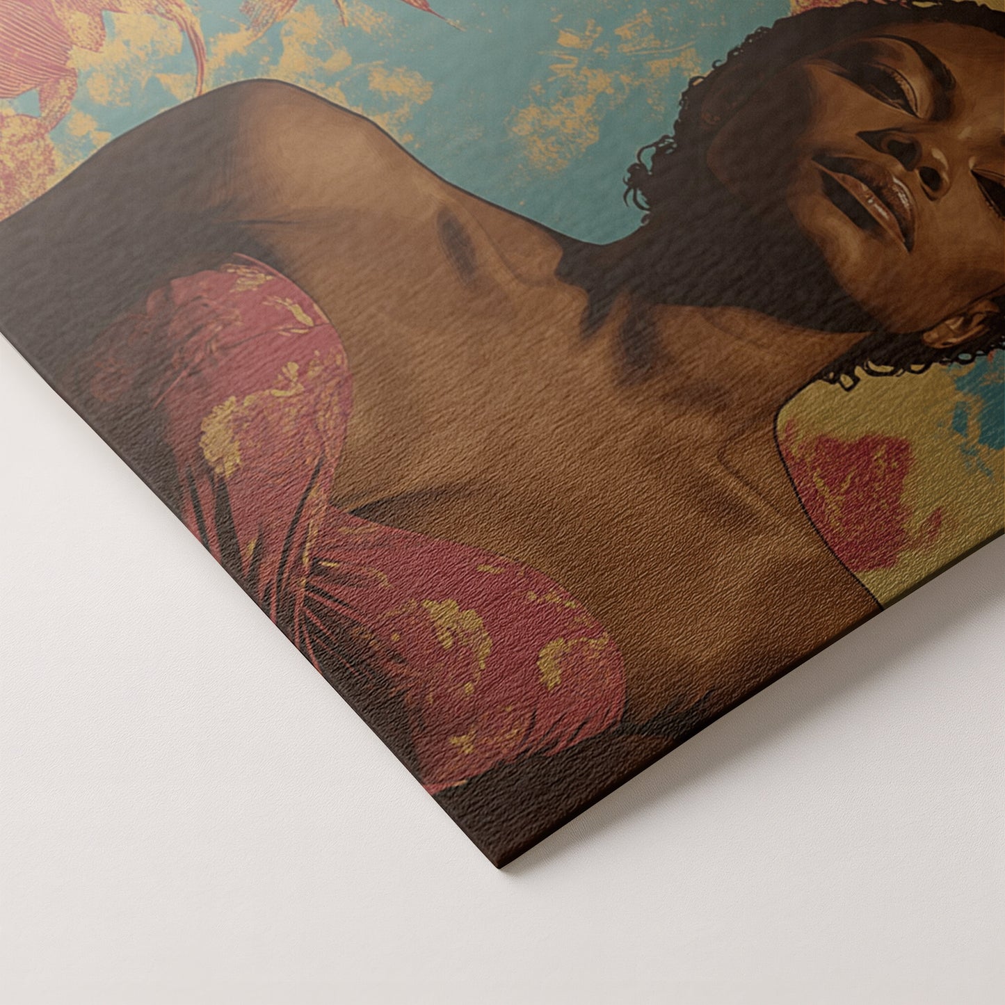 Black Woman Floral Portrait African American wall art artwork by MoomZee Artwork