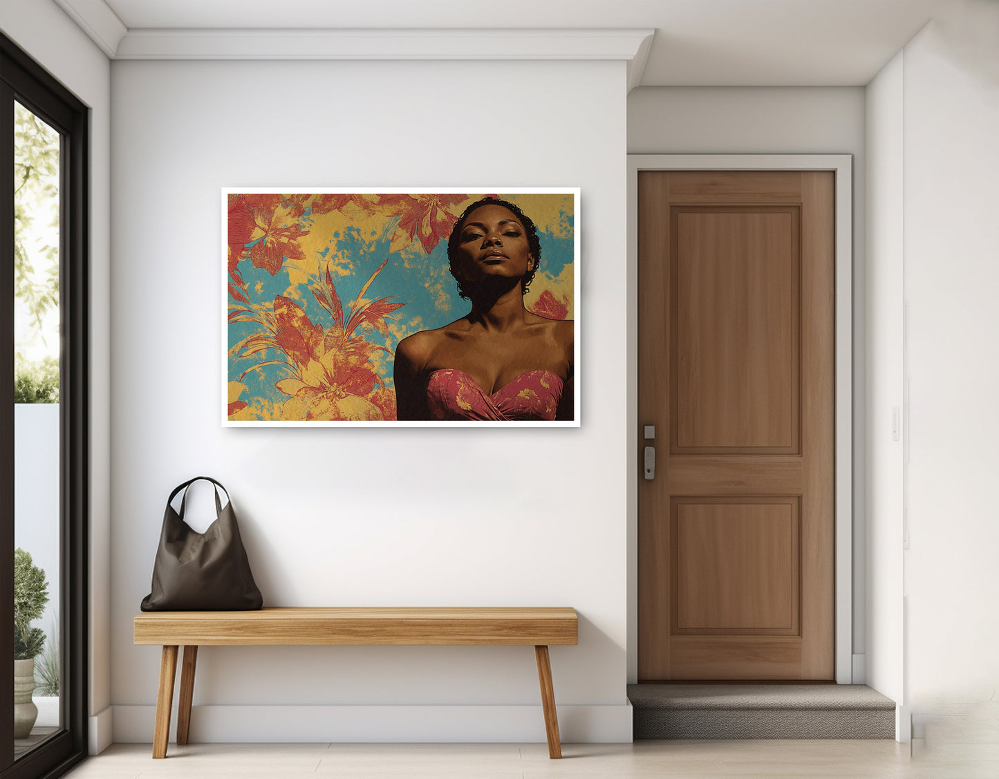 Black Woman Floral Portrait African American wall art home decor view